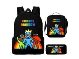 Conjunto De Mochila Infantil Com Estampa De Arco-íris E Três Peças: Mochila, Mochila De Refeição A Tiracolo E Estojo, Modelo 16