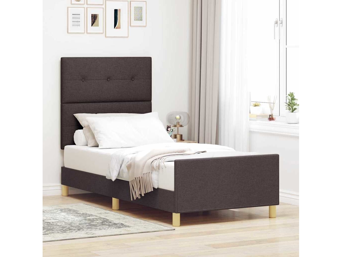 Vidaxl Estrutura Da Cama Castanho Escuro 80 X 200 Cm Tecido