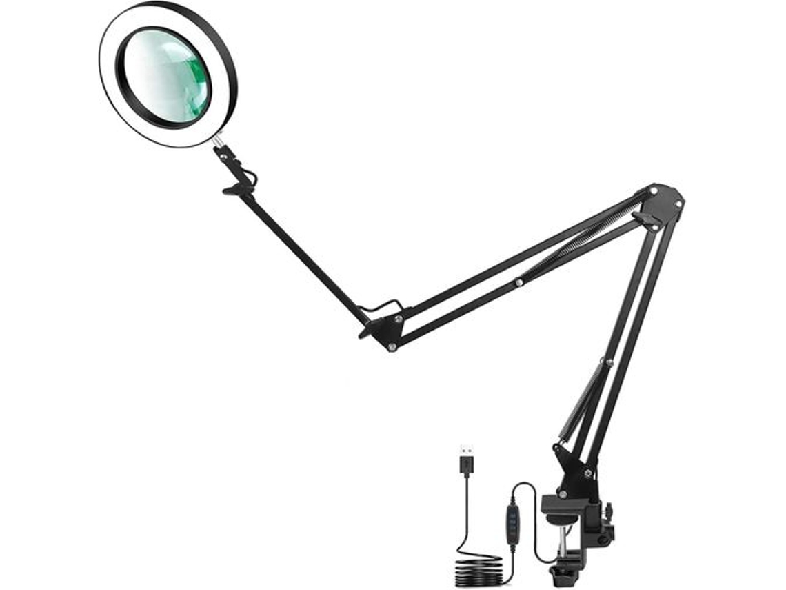Lupa De Led Com Iluminação Lupa Iluminada Hd 5x Com Braços Articulados E 3 Modos De Cor Aquaforge
