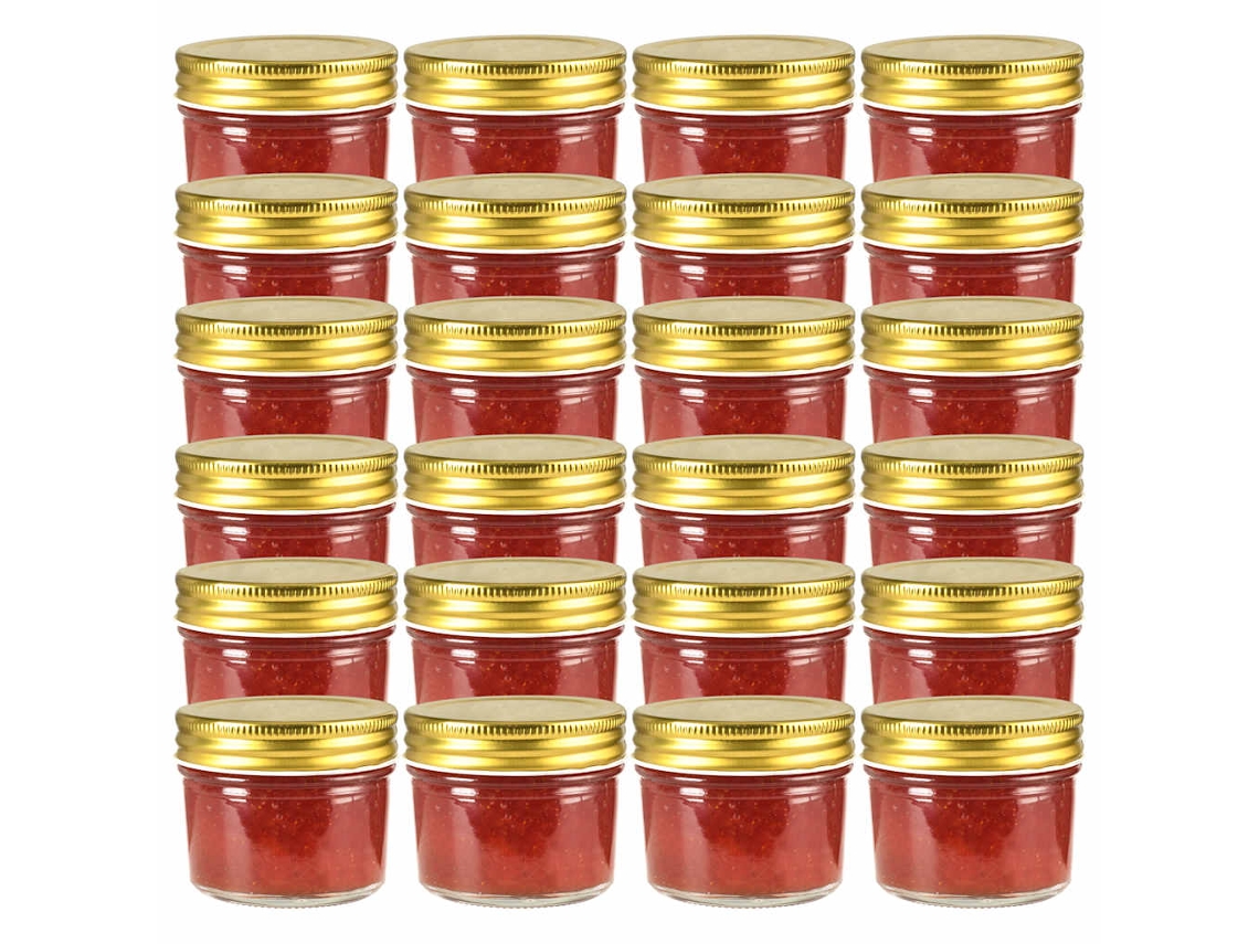 Vidaxl Frascos De Vidro Com Tampas Douradas 24 Pcs 110 Ml
