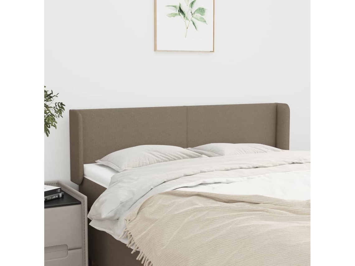 Vidaxl Cabeceira Cama Abas Tecido 147x16x78/88 Cm Cinzento-acastanhado