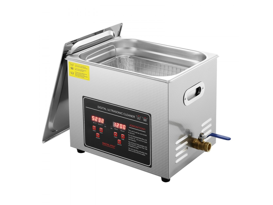 Máquina De Limpeza Ultrassônica 10l Em Aço Inoxidável 304 Com Aquecimento Tekmaquinas