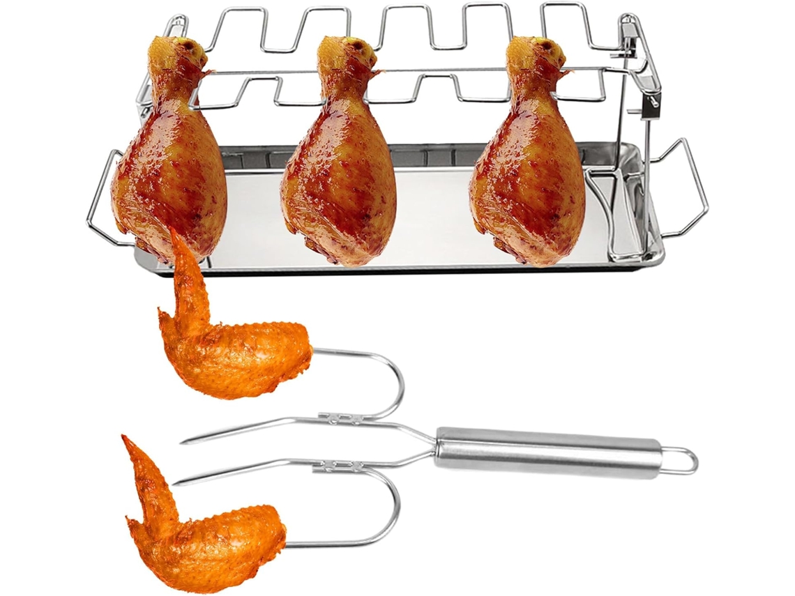 Suporte Para Asa De Frango Com Garfo Para Churrasco | Suporte Em Formato De Asa De Frango Com Garfo Gokoco