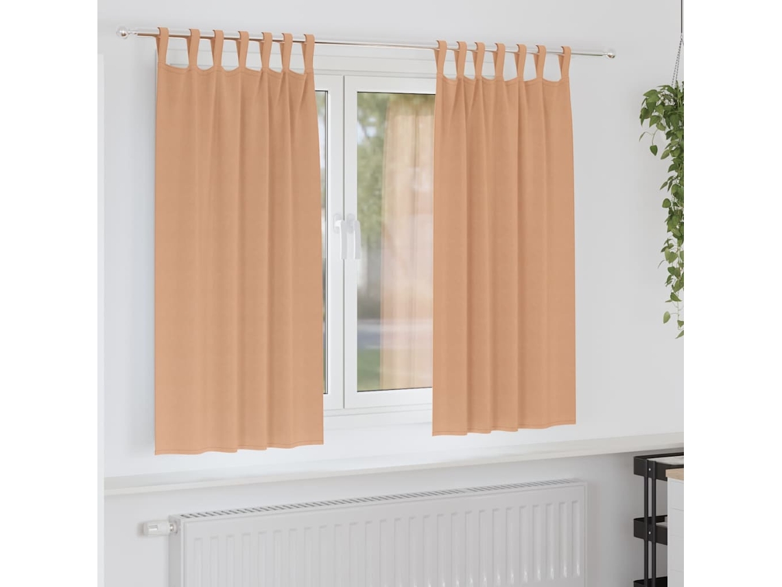 Vidaxl Cortinas Blackout Com Argolas 2 Unid. Marrom Claro 175 X 140 Cm