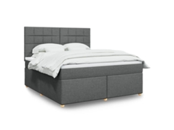 Vidaxl Cama Com Molas/colchão 180x200 Cm Tecido Cinzento-escuro