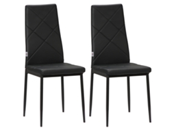 Conjunto de 2 cadeiras de jantar, encosto alto, sintético, preto S/MARCA