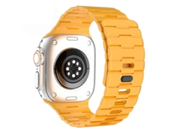 Bracelete para Apple Watch 46/49/45/44mm Silicone Magnético com Pino Único e Relevo de Cavalo Amarela XIAOMOYU