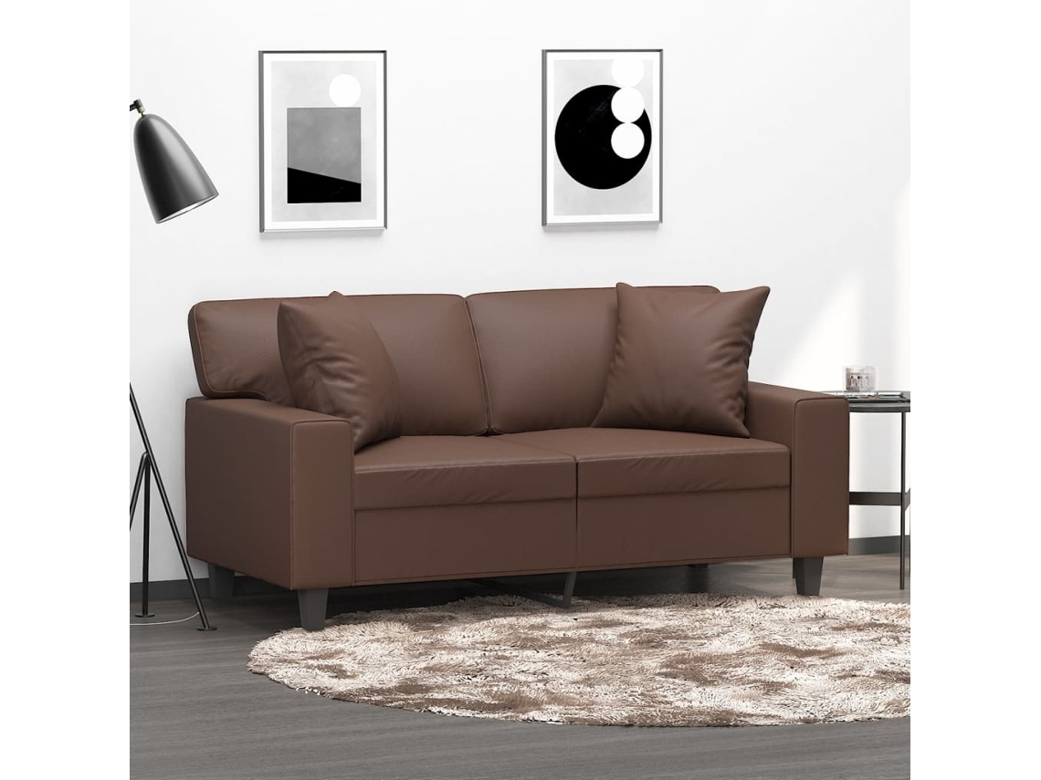 Vidaxl Almofadas Decorativas 2 Pcs 40x40 Cm Couro Artificial Castanho