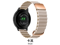 Pulseira magnética de couro compatível com Samsung Galaxy Watch 6e e Huawei GT 4 Pro, cor cáqui, 22 mm.