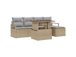 Conjunto 6 Sofá Modular Vidaxl Bege Vime Pe (100 X 55 X 73 Cm)