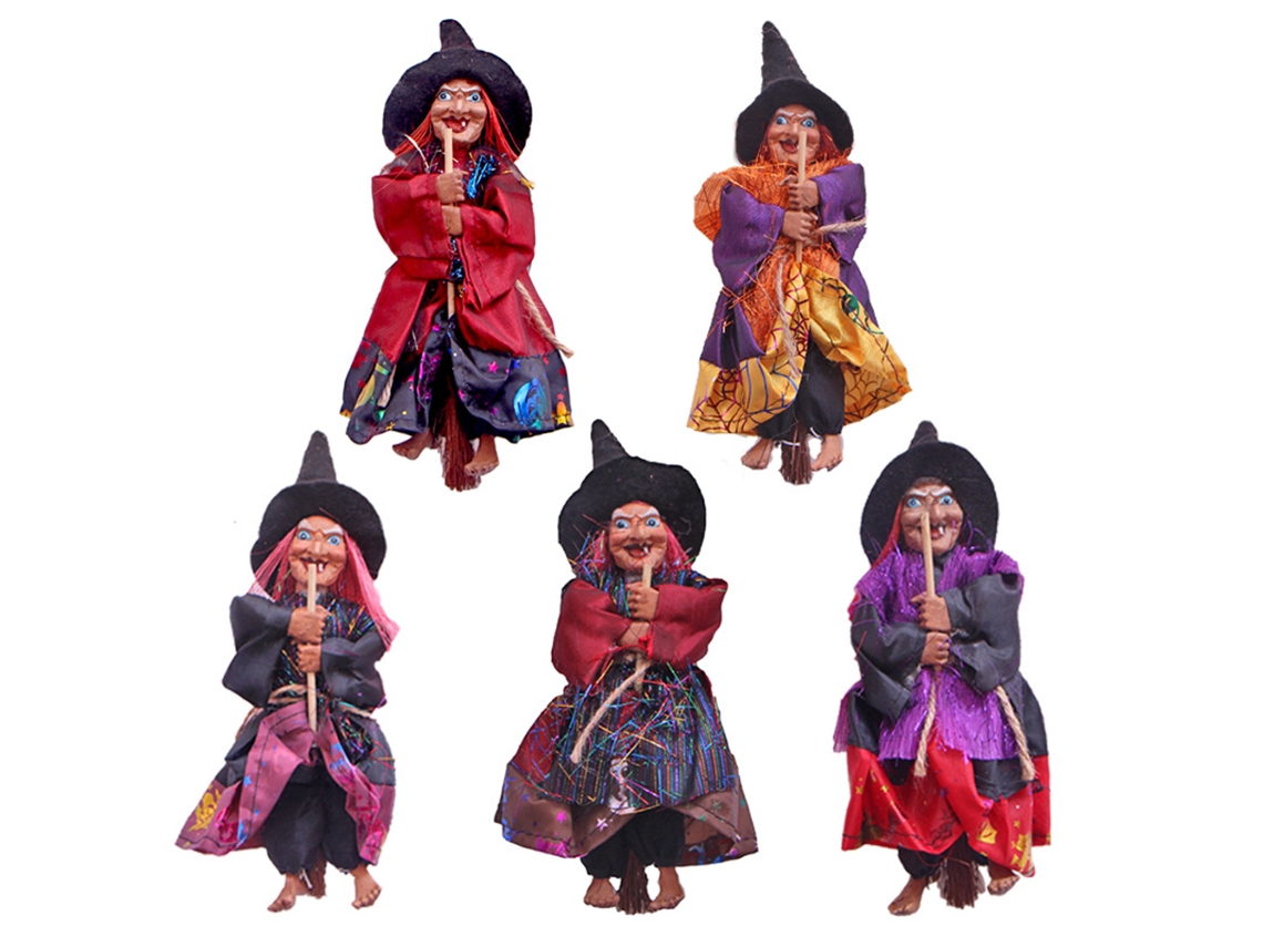 Figura de bruxa assustadora do Mali, Pendurada, para decoração de Halloween em cores aleatórias.