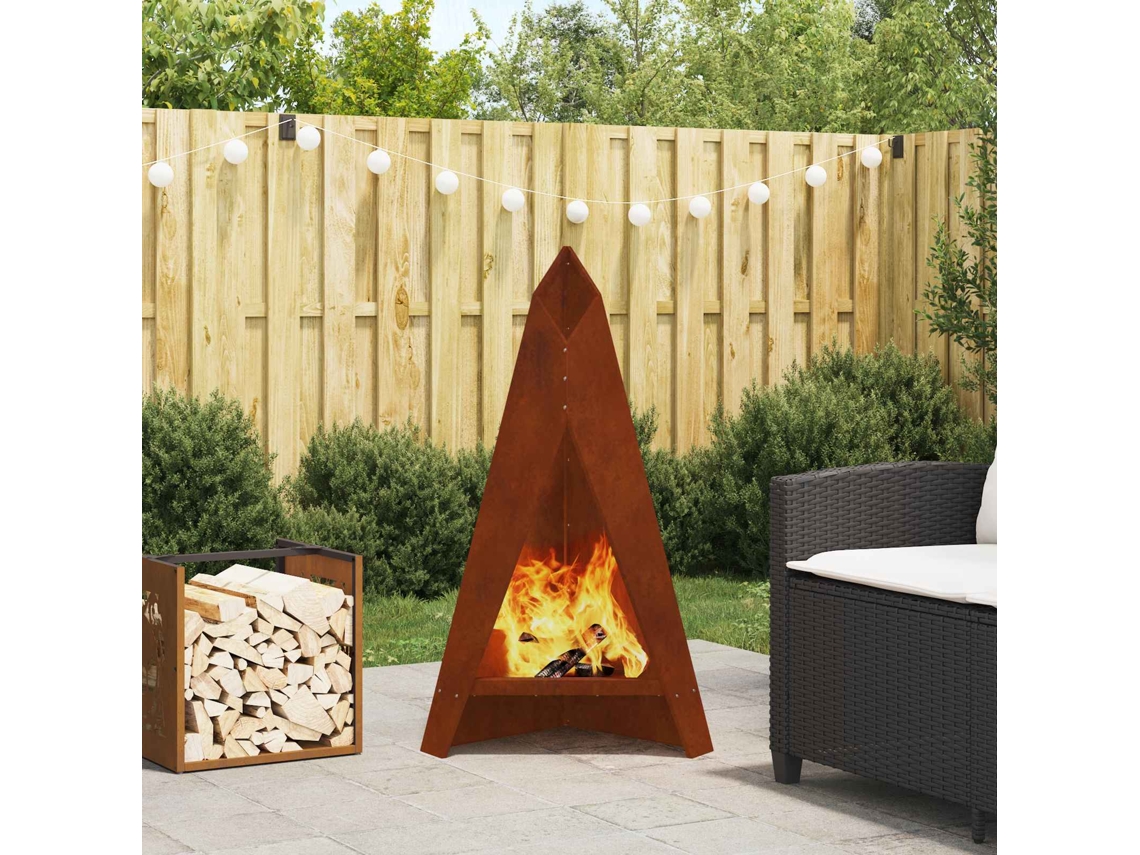 Vidaxl Fire Pit Ferro Enferrujado Aço Resistente Às Intempéries