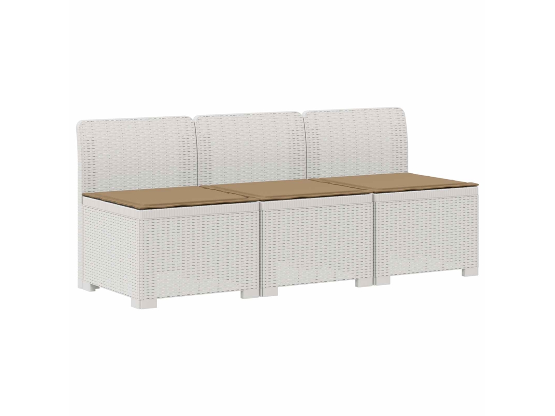 Maison Exclusive - Sofá De Jardim 3 Lugares Com Almofadas Visual Rattan Pp Branco