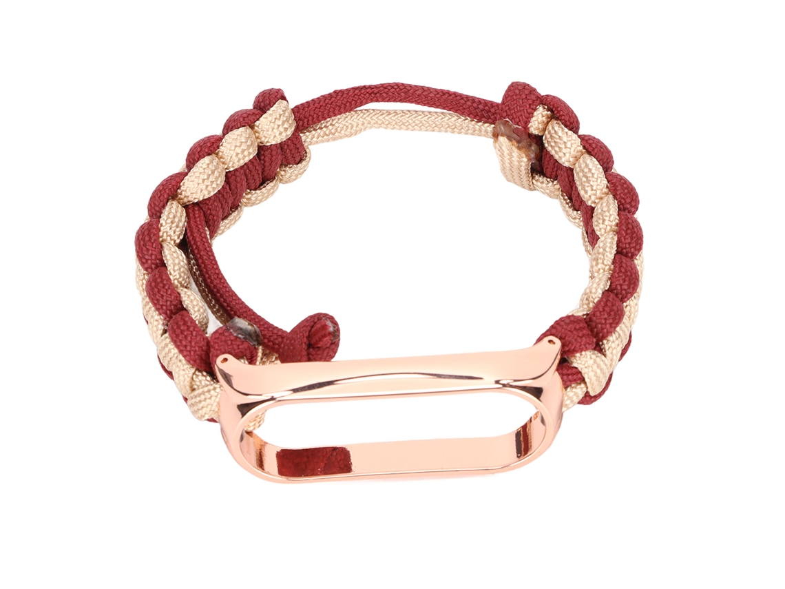Pulsera ajustable de cuerda para Xiaomi Mi Band 6/5 NFC, nylon, rojo oro