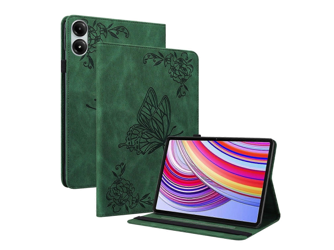 Capa de couro para tablet Webake com estampa de borboleta e flor