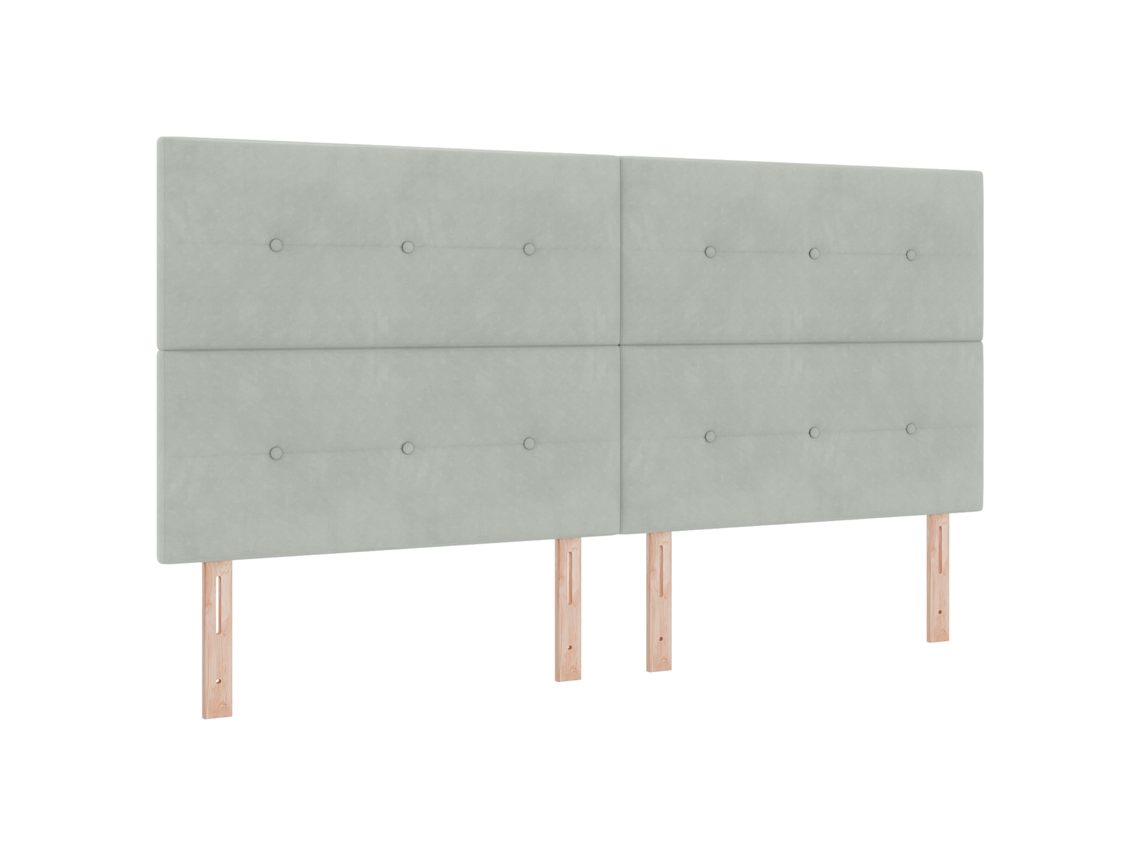 Conjunto 1 Cama Box Vidaxl Cinzento-claro Veludo (200 X 200 Cm)