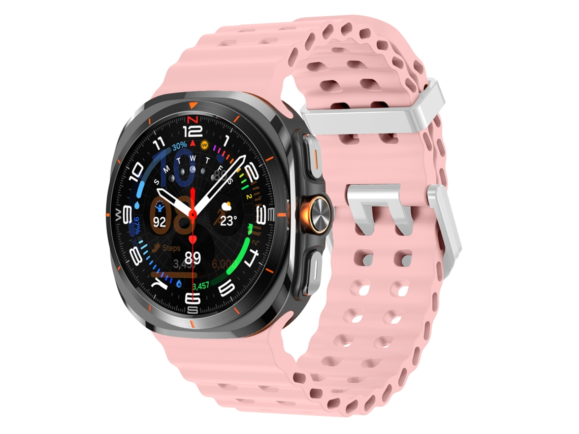 Pulseira Marine Para Samsung Galaxy Watch Ultra 2/1 47mm (2026/2025/2024), Silicone, Desportiva Rosa Hexinyigjly