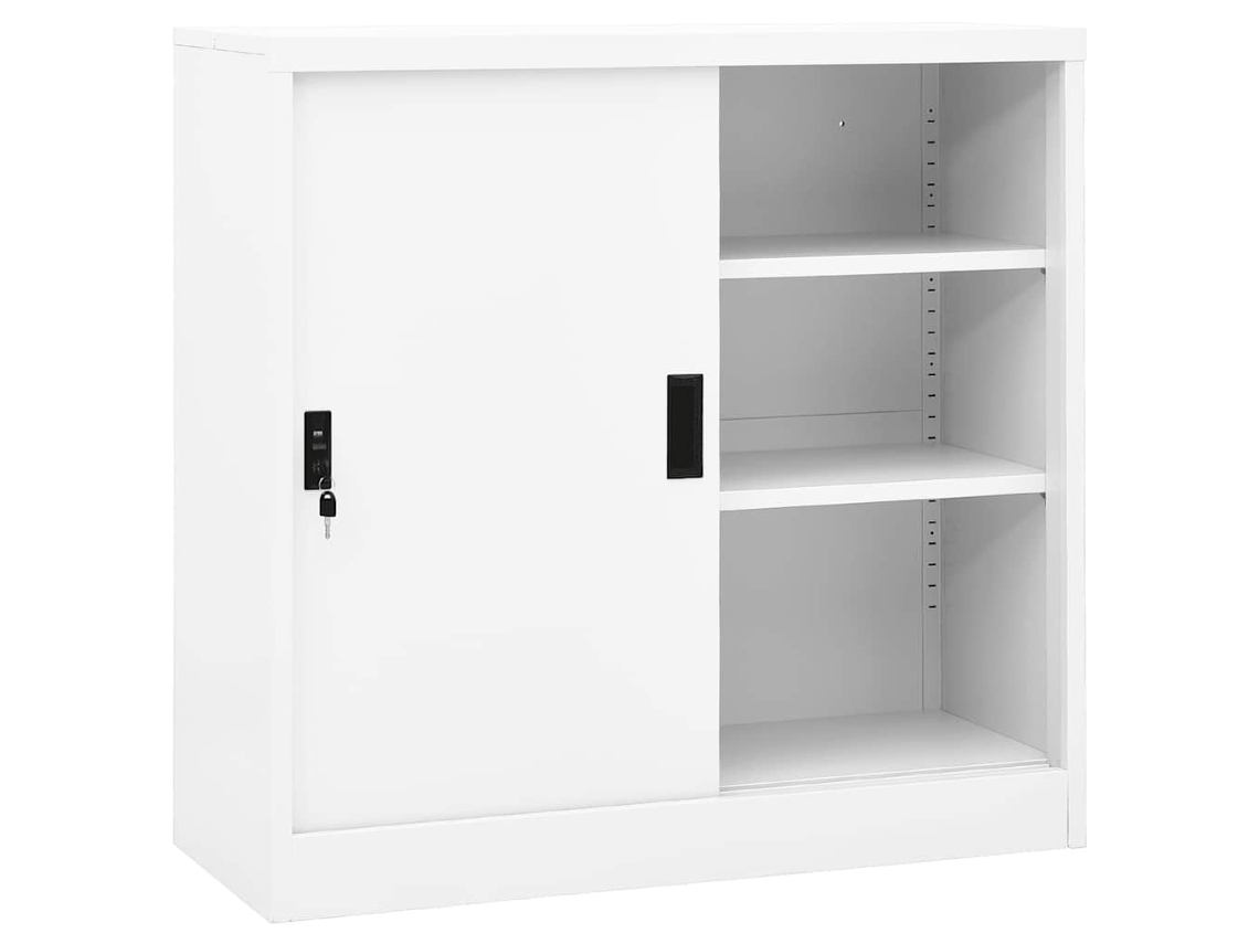 Vidaxl Armário De Escritório C/ Porta Deslizante 90x40x90cm Aço Branco