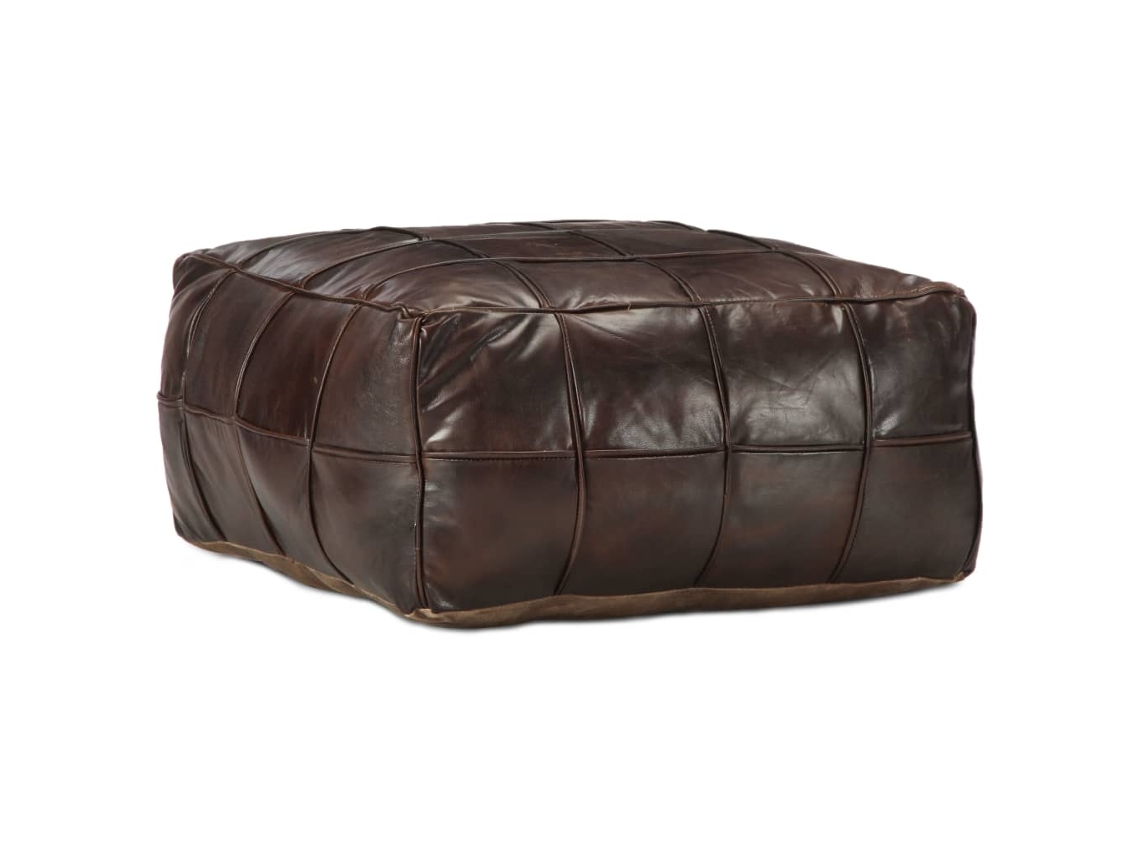 Vidaxl Pufe 60x60x30 Cm Couro De Cabra Genuíno Castanho-escuro