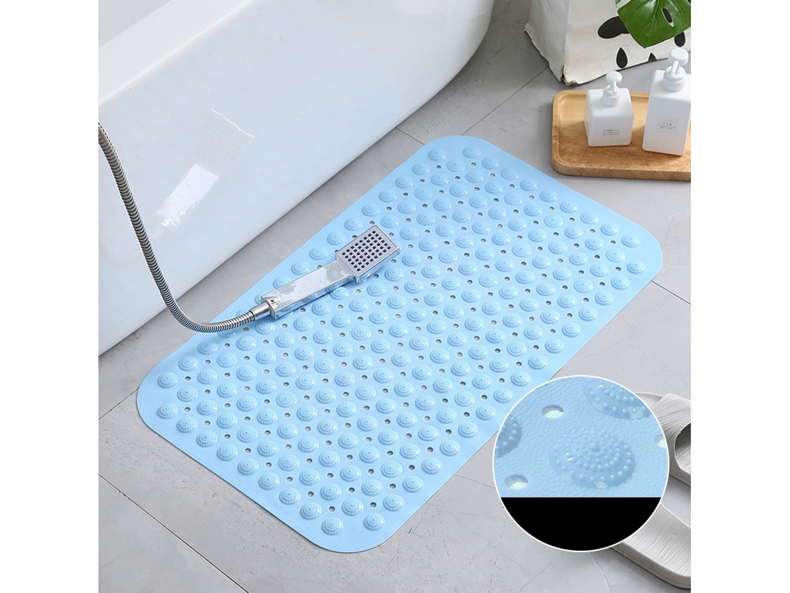 Tapete antiderrapante PVC banheira com ventosas ecológico sem cheiro 35x70cm azul céu