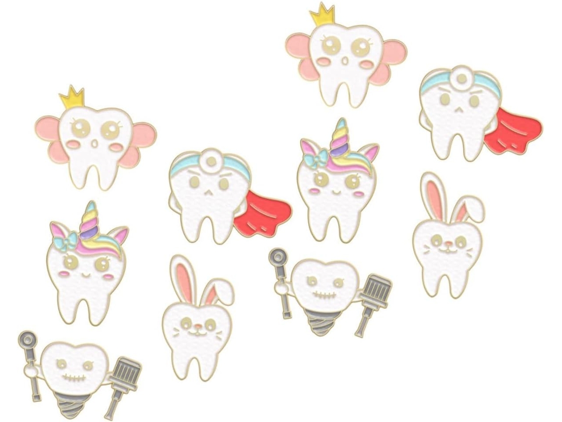 Conjunto De 10 Alfinetes Em Formato De Dente Para Chapéus, Roupas, Lenços E Mochilas - Estilo Designer
