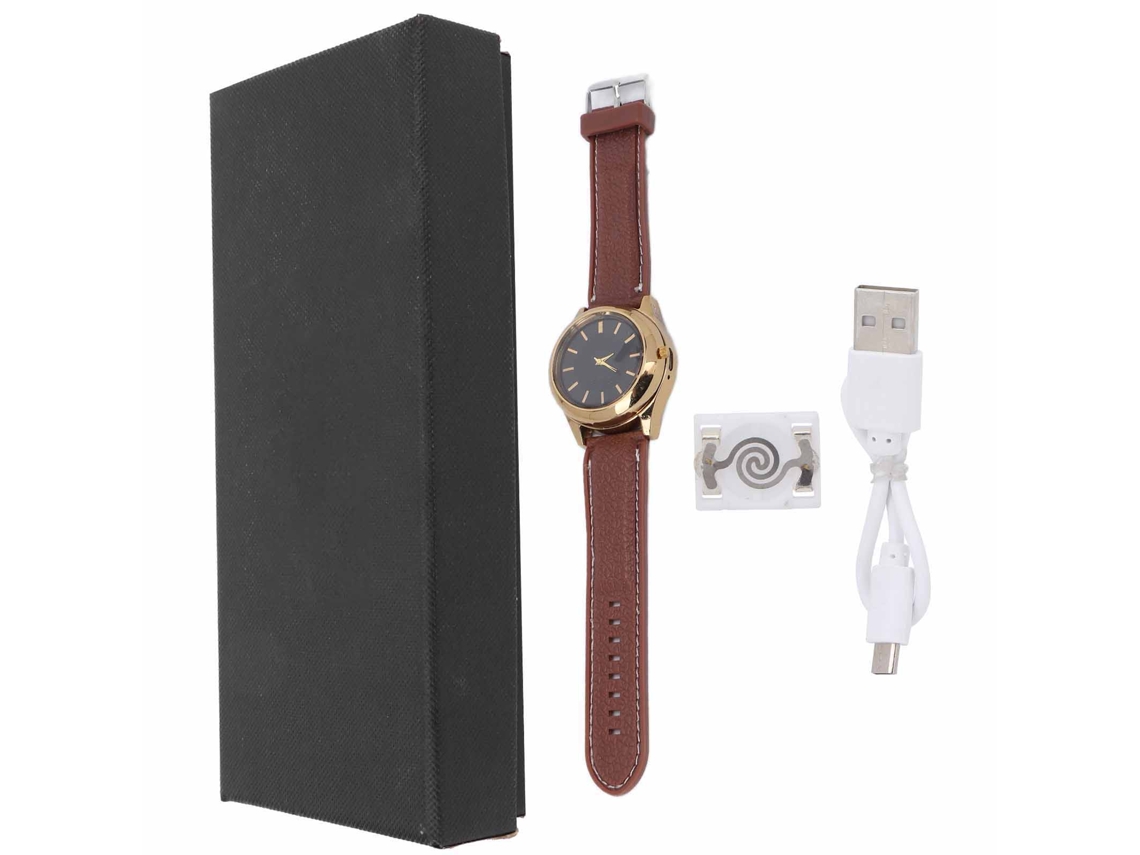 Relógio Isqueiro Usb Carregável Portátil Moda Ideal Presente Multifuncional Ouro