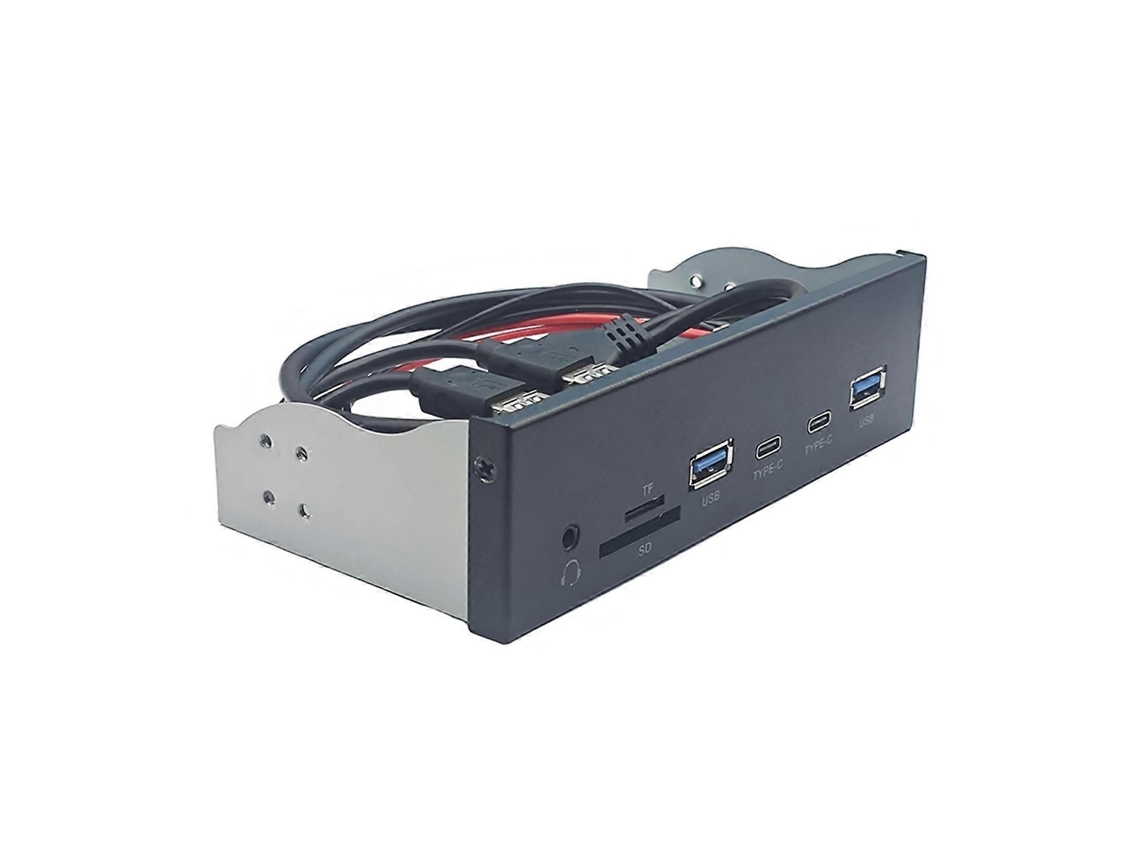 Hub Industrial De 5,25 Polegadas Com Painel Frontal Usb 3.2 Gen1, 5 Gbps, 19 Pinos, Para Portas Usb-a, Tipo-c, Entrada Para Fone De Ouvido E Leit