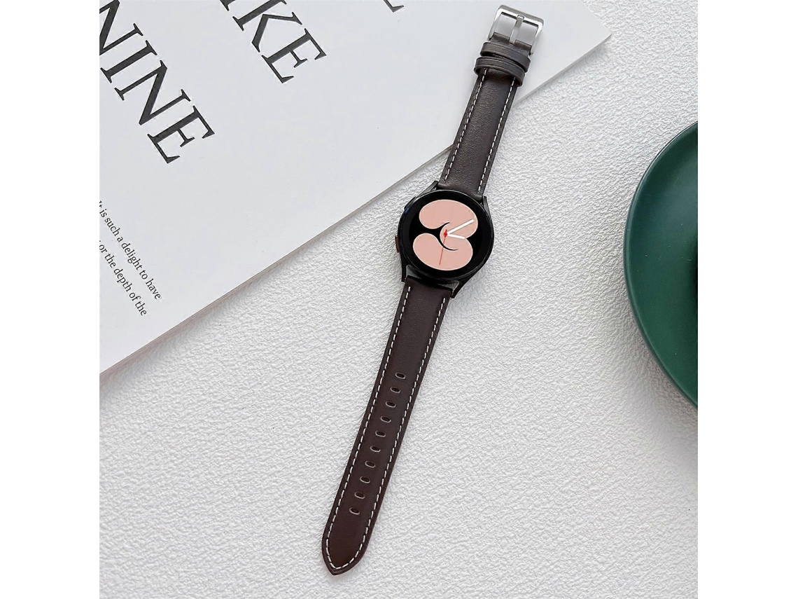 Pulseira De Couro Costurada Para Samsung Galaxy Watch4 40mm / 44mm