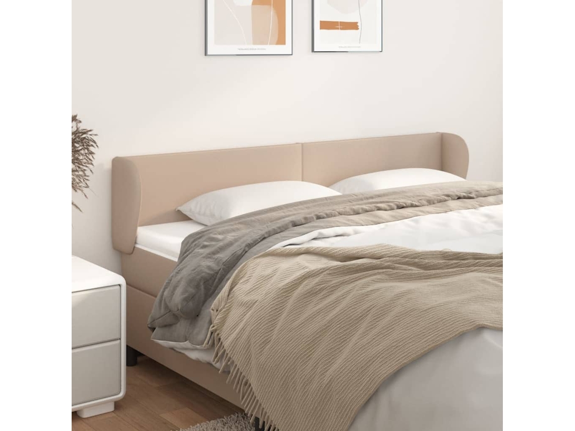 Vidaxl Cabeceira Cama Abas Couro Artificial 183x23x78/88 Cm Cappuccino
