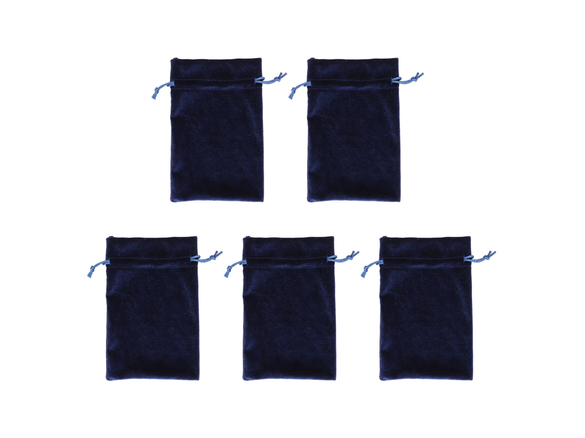 5pcs Bolsa De Regalo De Terciopelo Suave Con Cordón Para Almacenar Dados, Joyas, Pulseras Azul