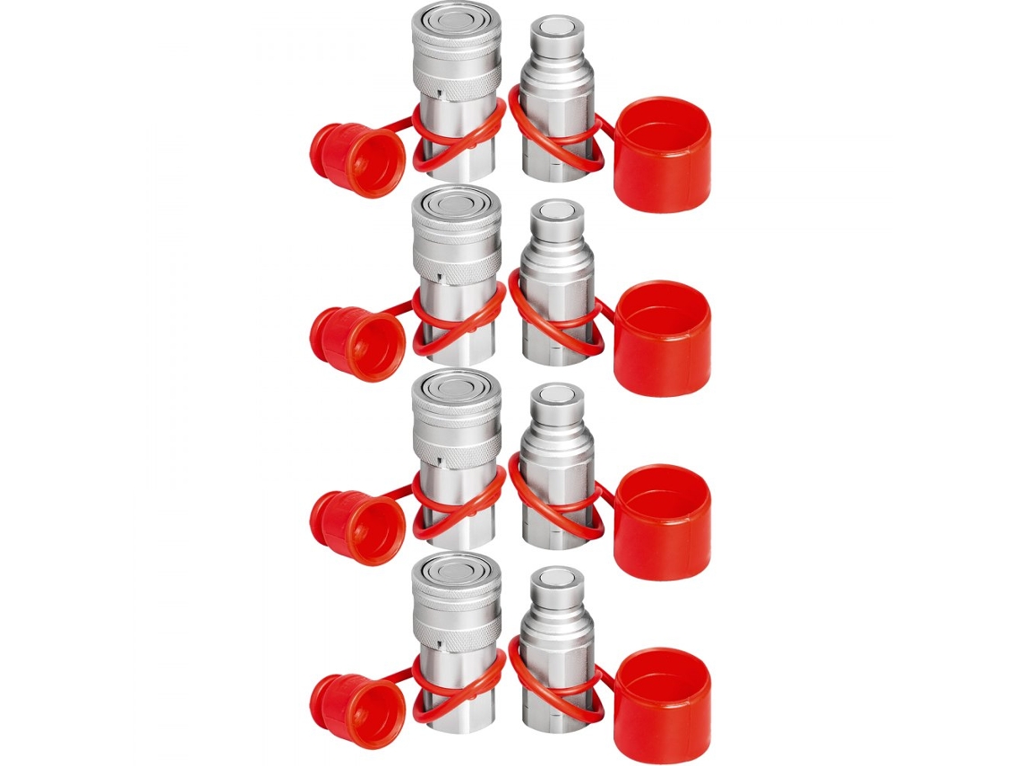 Conjunto De Acopladores Hidráulicos 1/2 Npt Iso 16028 Com Tampa Tekmaquinas