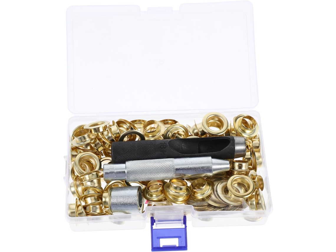 Kit com 100 peças de ferramentas para Ilhós, incluindo conjunto.