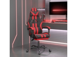 VIDAXL Cadeira Gaming C/ Apoio Pés Couro Artificial Preto E Vermelho