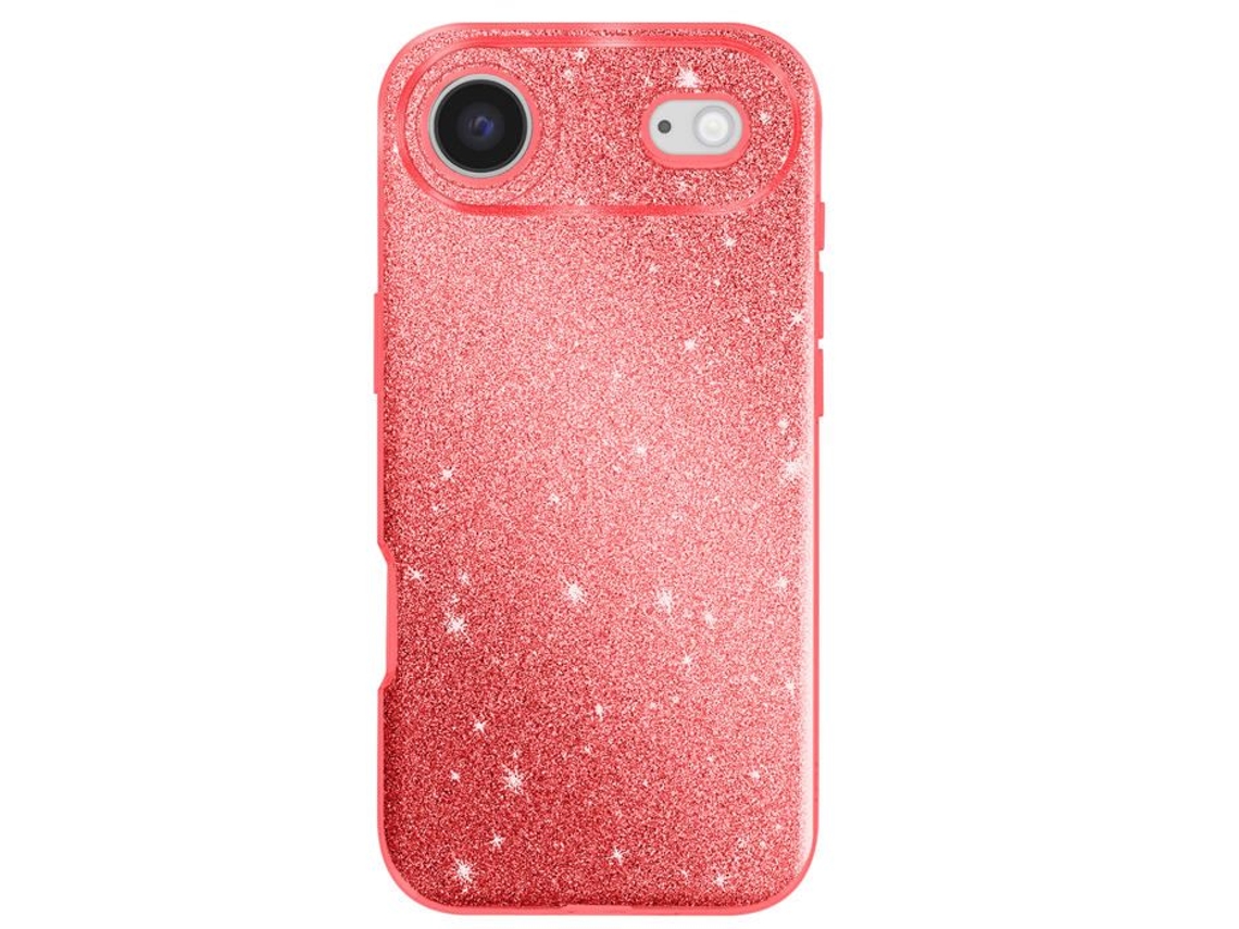 Capa Para Iphone Air Com Acabamento Bimaterial E Glitter Vermelho.
