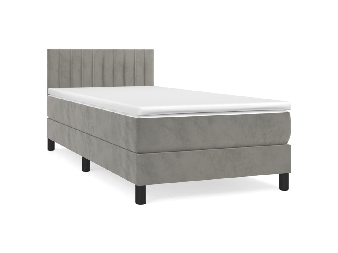 Cama com Molas/colchão 90x190 Cm Veludo Cinza claro MAISON EXCLUSIVE