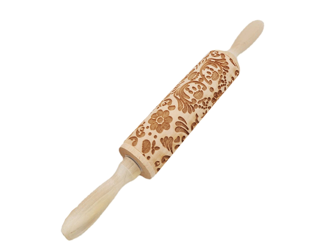 Rolo de Massas com Impressão Floral Rolo Esculpido Casamentos Festas e Natal NEVEANCE