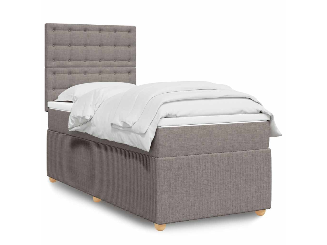 Vidaxl Cama Com Molas/colchão 90x190 Cm Tecido Castanho-acinzentado