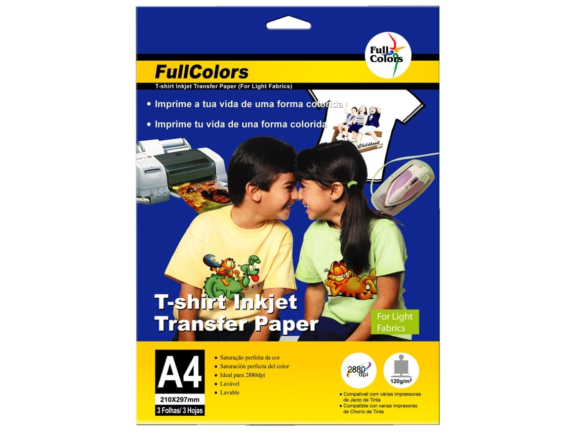 Papel Transferência FULL COLORS Trans. p/ Tecido A4