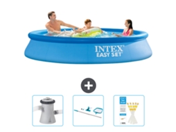 Piscina Inflável Redonda INTEX Easy Set 305 X 61 Cm Azul Incluída Bomba de Filtro de Piscina Kit de Limpeza Tiras de Teste