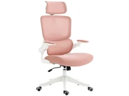 Cadeira de Escritório Giratória de Malha com Encosto Alto 62x58x120 133cm Rosa BTFORUS