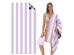 Yuysan Toalha De Praia Listrada Em Microfibra, Alta Absorção E Secagem Rápida, 160x80cm, Modelo Tw9, Cor Roxo