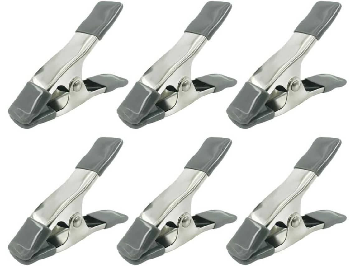 Conjunto Soimiss de 6 clipes para fundo fotográfico em ferro de alta resistência de 10 cm com design antiderrapante.