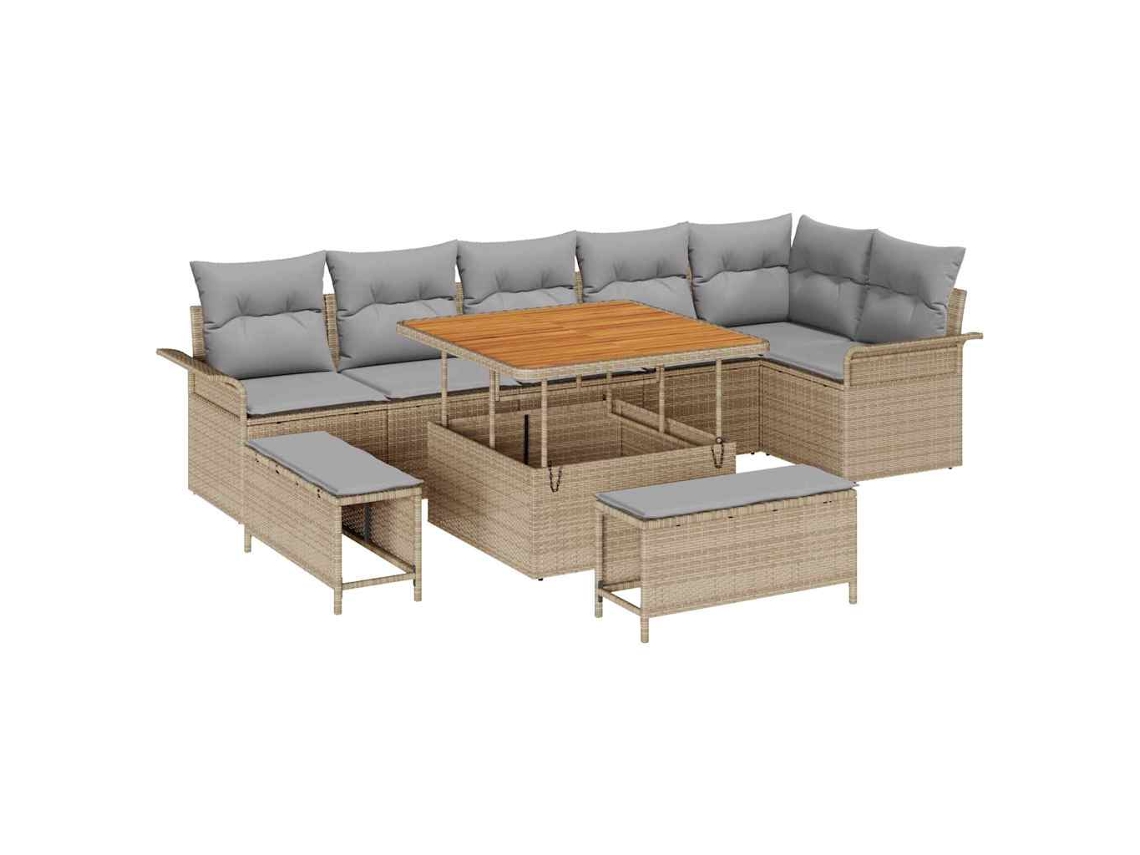 Maison Exclusive - Conjunto De Sofá De Jardim 9 Pcs Bege E Cinza Claro