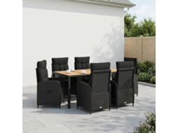 Vidaxl Conjunto De Jantar Para Exterior 7 Unid. Preto