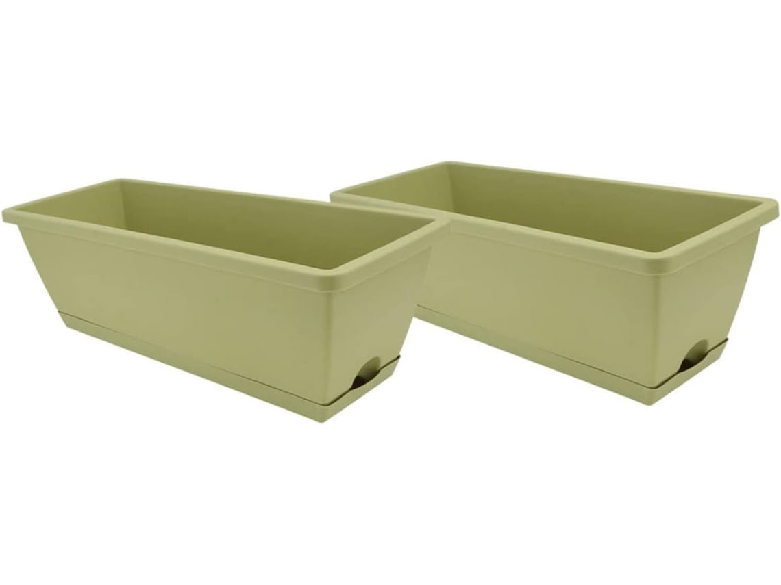 Conjunto De 2 Vasos Retangulares Extragrandes Com Sistema De Drenagem Para Plantio De Hortaliças, Va