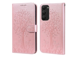 Capa De Couro Com Estampa Horizontal De Árvore E Veado Para Samsung Galaxy S23+ 5g