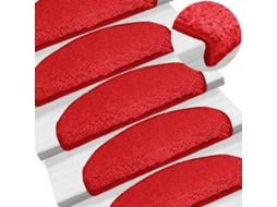 Vidaxl Tapetes De Escada 15 Peças 65x21x4 Cm Vermelho Semicircular Grande