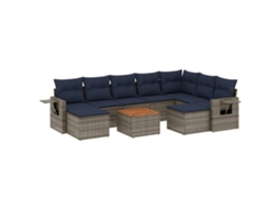 Conjunto de Sofá de Jardim, 10 Peças, Almofadas, Rattan Cinza MAISON EXCLUSIVE