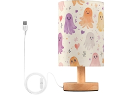 Abajur De Cabeceira Com Estampa Fantasma Em Aquarela, Com Porta Usb, Sem Necessidade De Lâmpada, Luz Led Quente Para