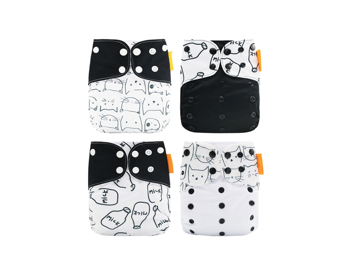 Mali 4pcs Fralda de Pano Lavável Reutilizável Elástica com Absorção Forte para Bebês Meninos Meninas